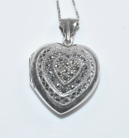 Sterling and Marcasite Heart Locket