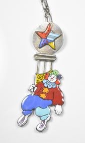 Sarah Coast Sterling Clown Pendant Necklace