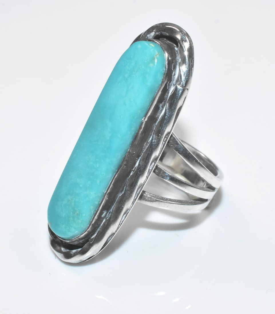 Sterling and Turquoise Oblong Ring - 2