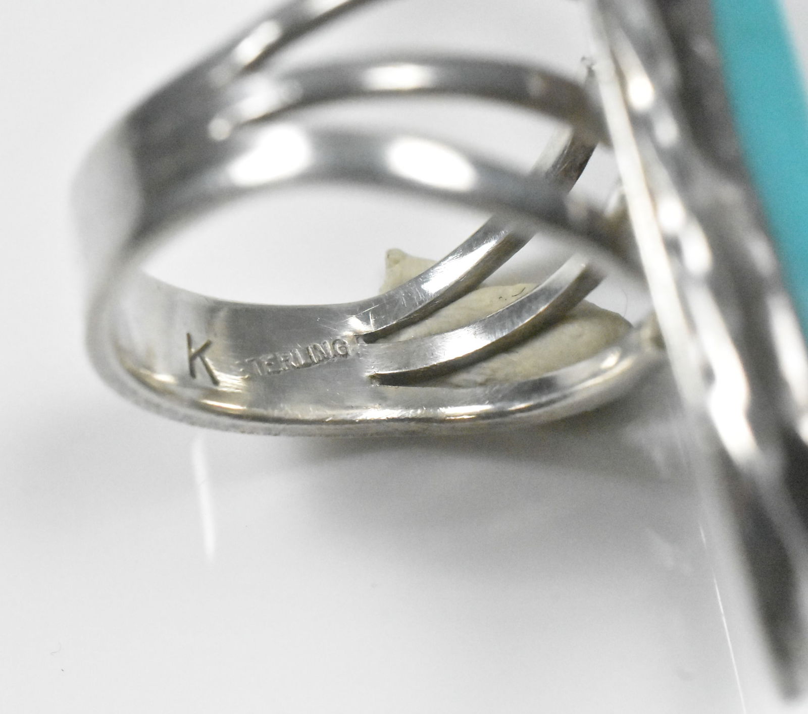 Sterling and Turquoise Oblong Ring - 4