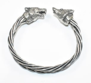 Sterling Braided Wolf Viking Bracelet