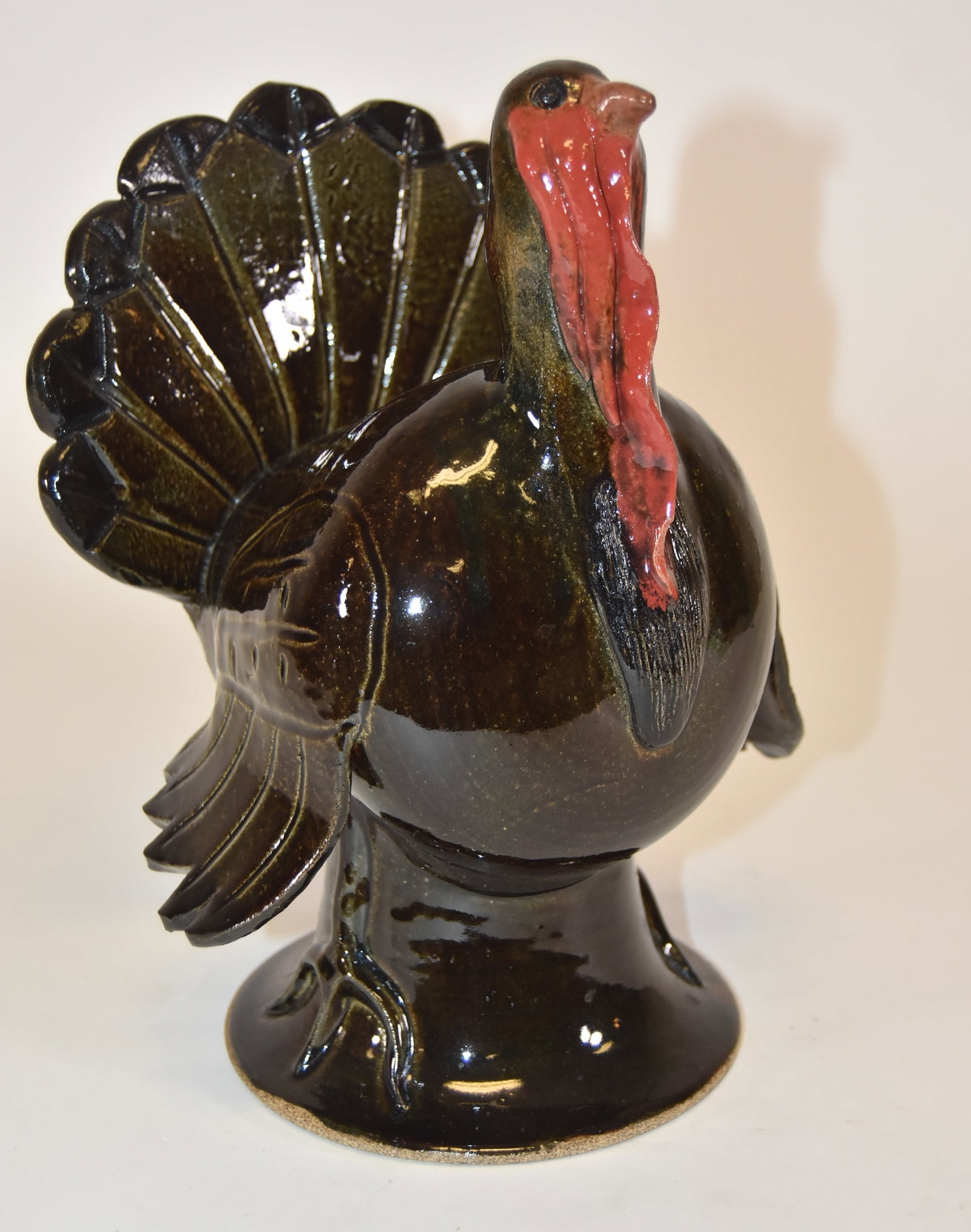 Steve Turpin Folk Art Turkey 2009: Turkey by folk pottery artist Steve Turpin. Signed and dated 8-18-2009. 9 3/4" tall.