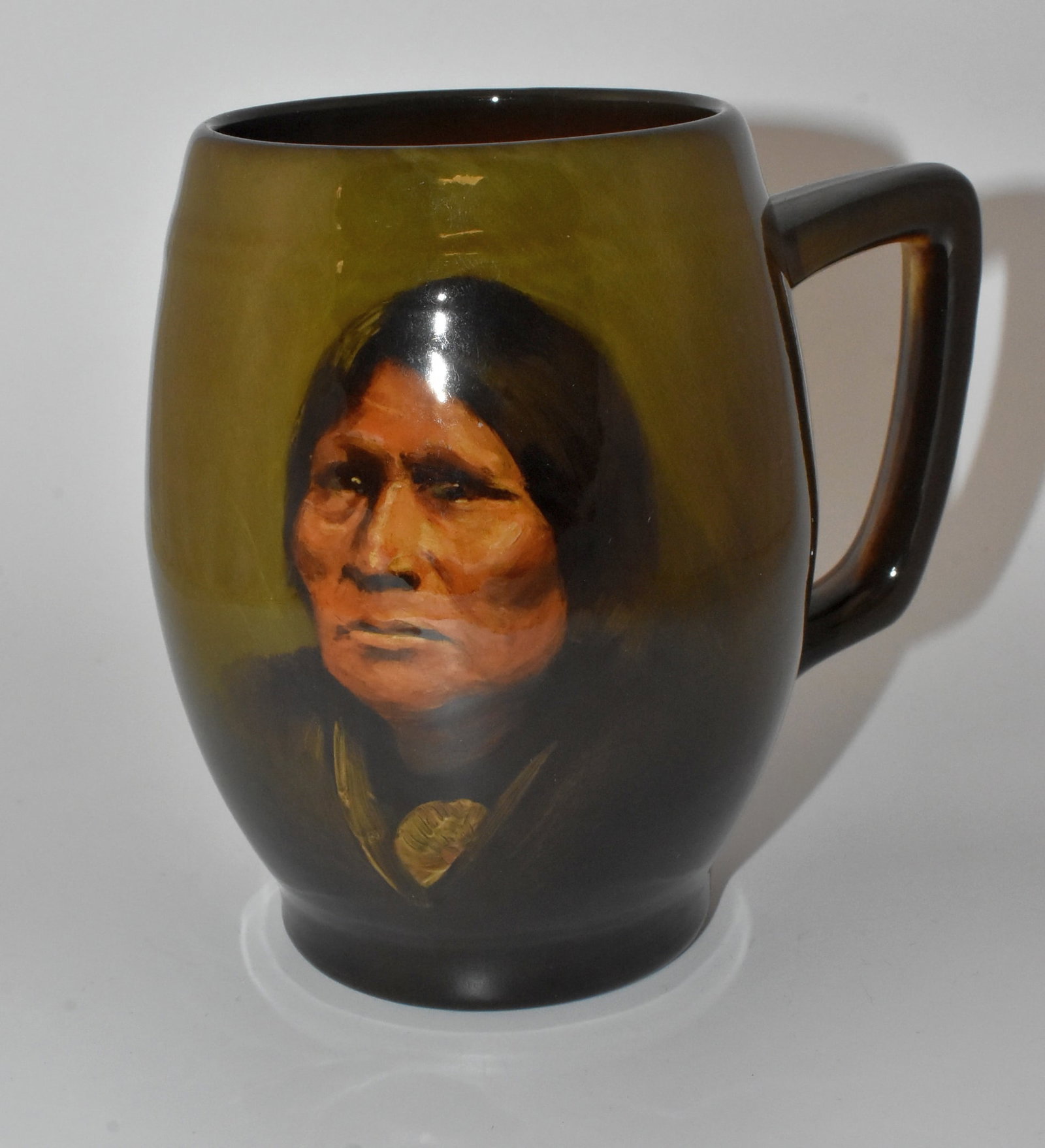 Rookwood Native American Portrait Standard Glaze Mug #645 Circa 1900 Artus Van Briggle (1 of 5)