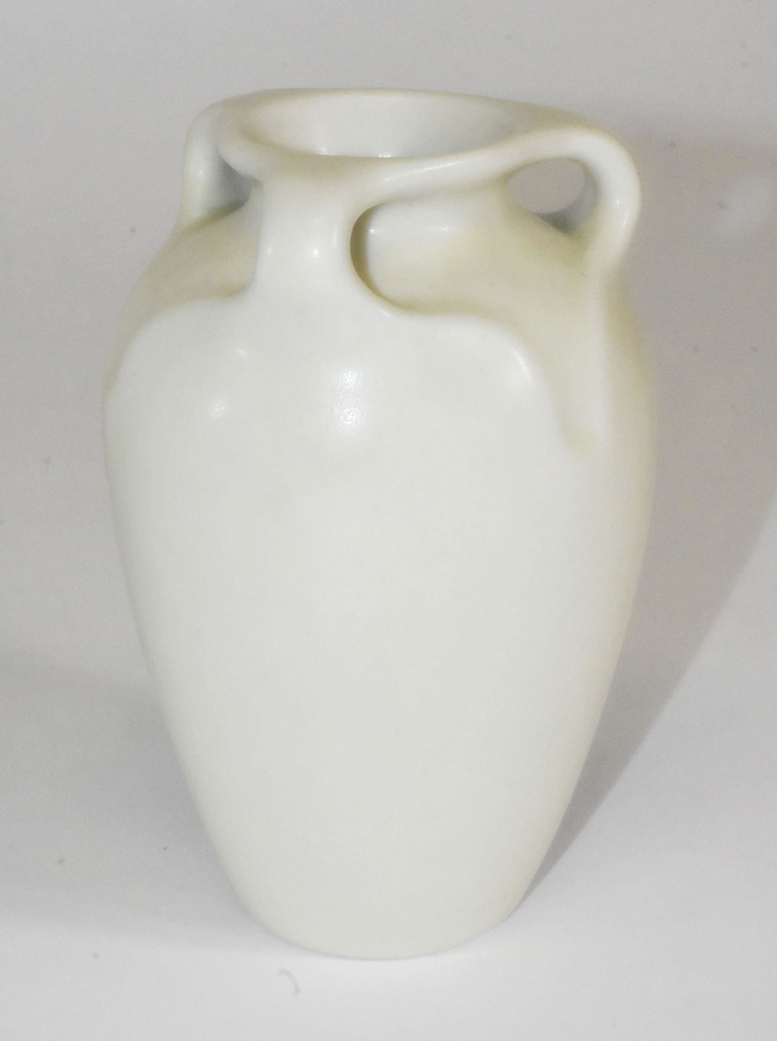 Rookwood Three Handle Vase #2428 1935: Rookwood three handle vase #2428, 1935. 5 1/2" tall.