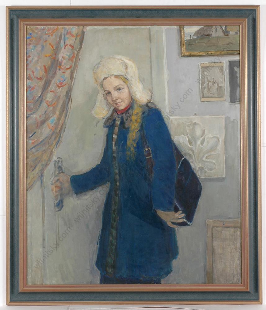 Michail Gratchev (b.1913) "Artist's Daughter", Oil: Michail Gratchev (b.1913) "Artist's Daughter", Oil Painting, 1961 Michail Grachev was born in 1913 in the Kazan region. He studied at the Kazan Art School and the St. Petersburg Academy under Bilibin,