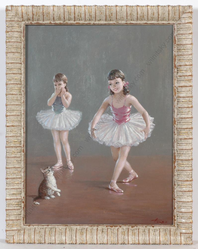 August Albo (1893-ca.1985) "Ballet for a kitten", oil: August Albo (1893-ca.1985) "Ballet for a kitten", oil on canvas, ca.1950 August Albo was born in 1893 in Estonia (back then - province Curland of the Russian Empire), and lived till over ninety years