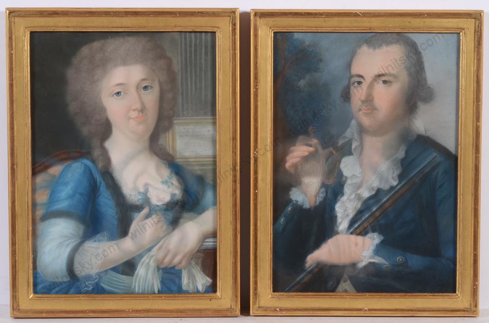 J. de Sampsoy "Portraits of General Louis de Mellet and: J. de Sampsoy "Portraits of General Louis de Mellet and his wife", two pastels, 1791 These two pastel portraits of a married couple (dated 1791) were found through the Swiss antique trade. They are or