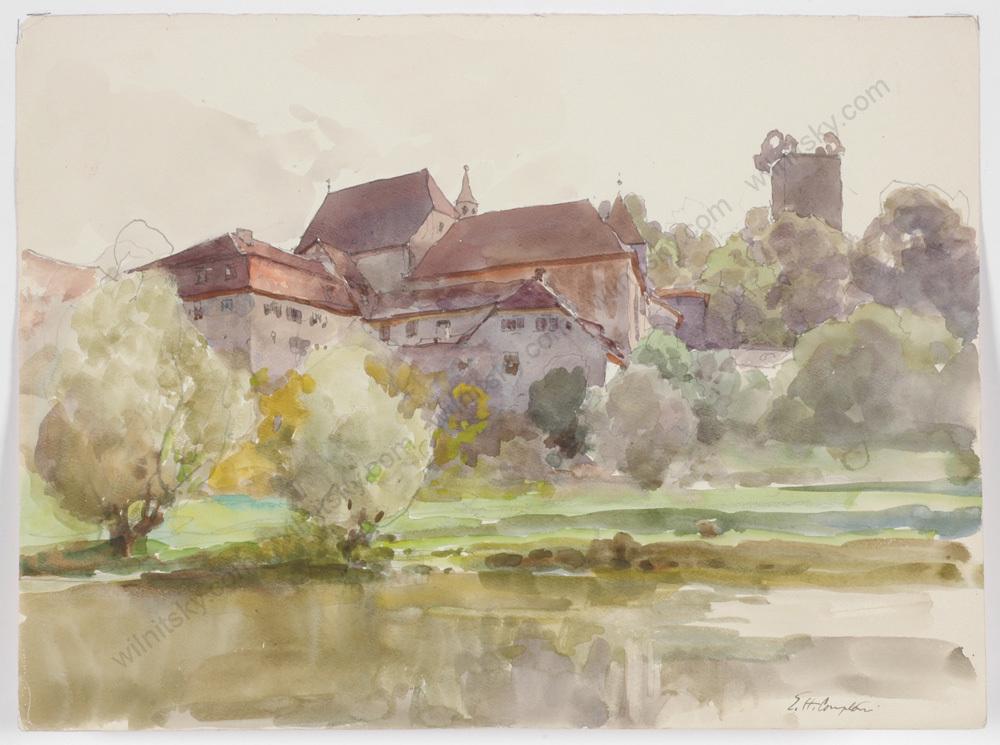 Edward Harrison Compton (1881-1960) "View of: Edward Harrison Compton (1881-1960) "View of Pappenheim" watercolor, 1917 "View of Pappenheim in Bavaria" - watercolor by the very well known Bavarian artist Edward Harrison Compton. Edward Harrison C