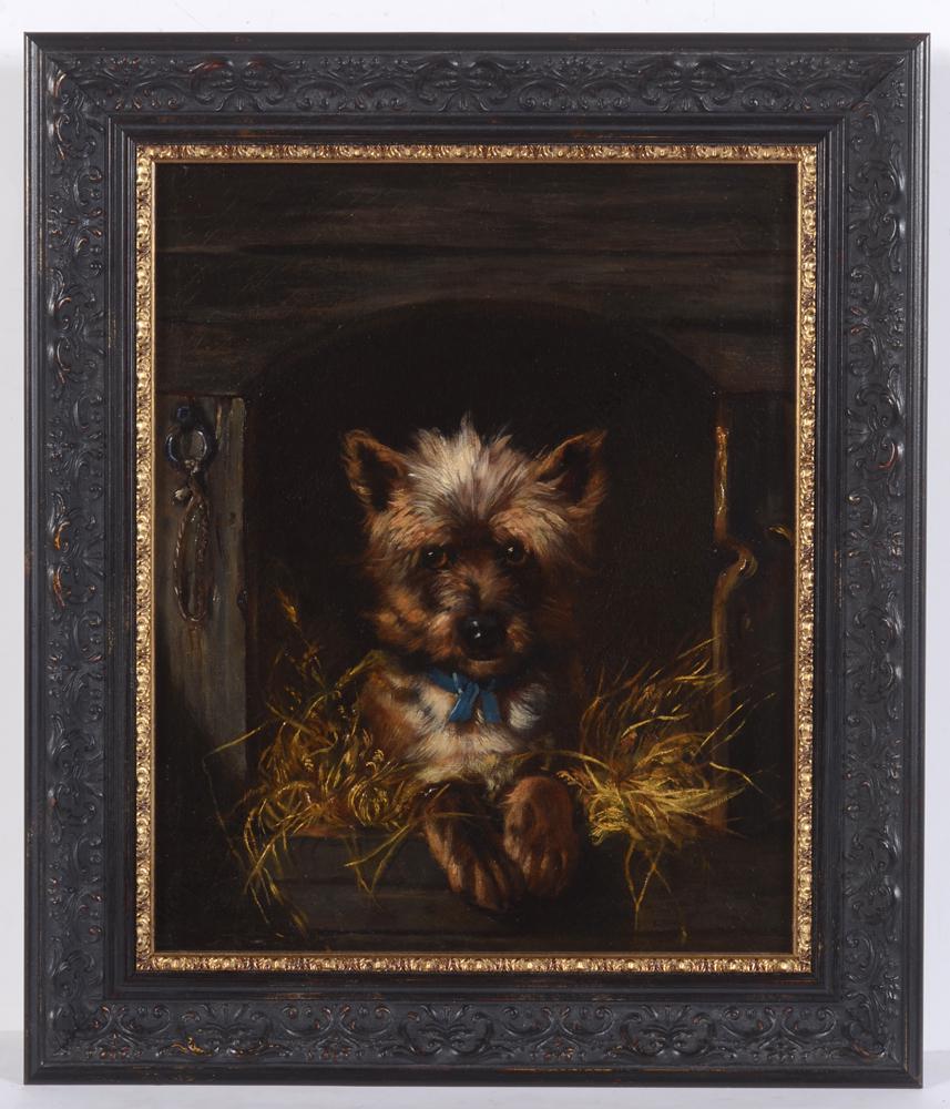 Henriette Ronner-Knip-Attrib. "Yorkshire terrier in his kennel", oil painting, 19th century (1 of 12)