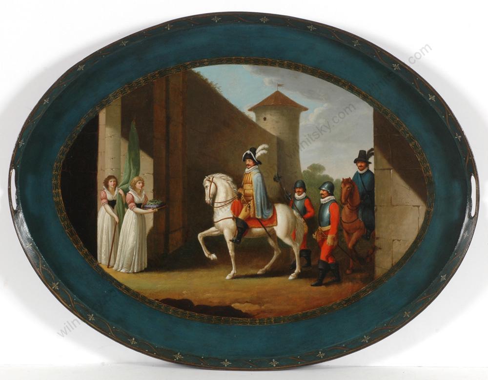 Friedrich Georg Weitsch (1758-1828)-Circle "Comeback of a war-lord", iron tray with painting (1 of 10)