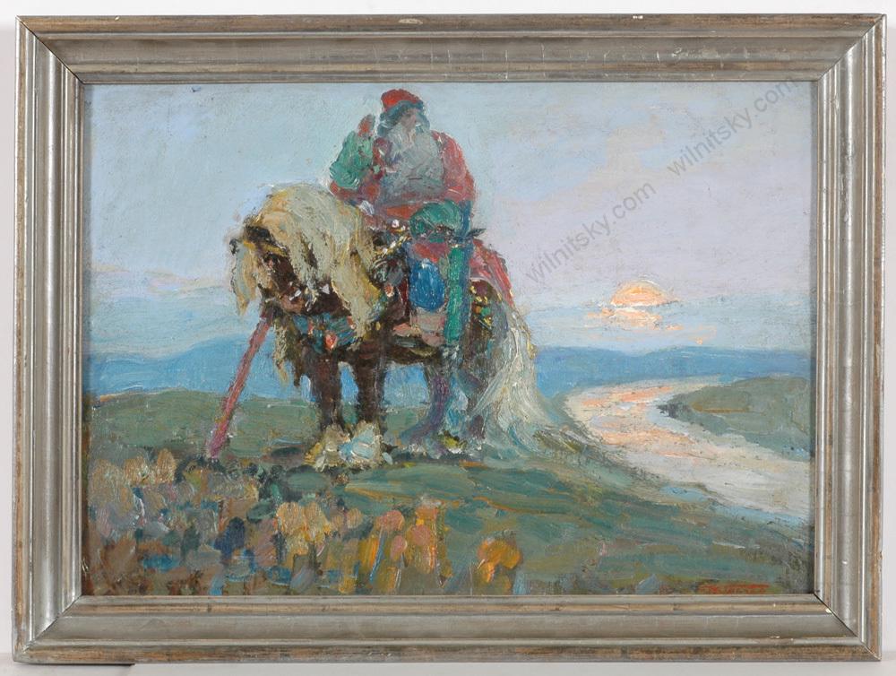 Michail Grachev (b.1913) "Russian Tale", 1950, Oil Painting: Michail Grachev (b.1913) "Russian Tale", 1950, Oil Painting Michail Grachev was born in 1913 in the Kazan region. He studied at the Kazan Art School and the St.Petersburg Academy under Bilibin, Rudako