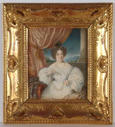 Josef Bekel (1806-1865) "Portrait of a Lady", important watercolor, 1835