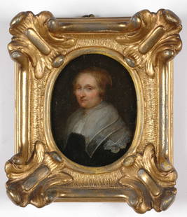 "Wife of Lodovico Carracci ?", Emilian School, early 17th century, oil on copper miniature: "Wife of Lodovico Carracci ?", Emilian School, Early 17th Century, Oil on Copper Miniature An oil on copper miniature painting with a portrait of a woman called on verso "The wife of Lodovico Carracci