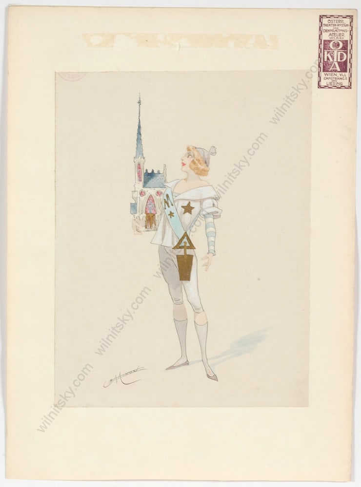 Alexandre Jazet (b.1814) "Stage Costume", watercolor, late 19th century: Alexandre Jazet (b.1814) "Stage Costume", Watercolor, Late 19th Century Alexandre Jean Louis Jazet was the eldest son and pupil of Jean Marie Pierre Jazet. He too became a well-known French painter, i