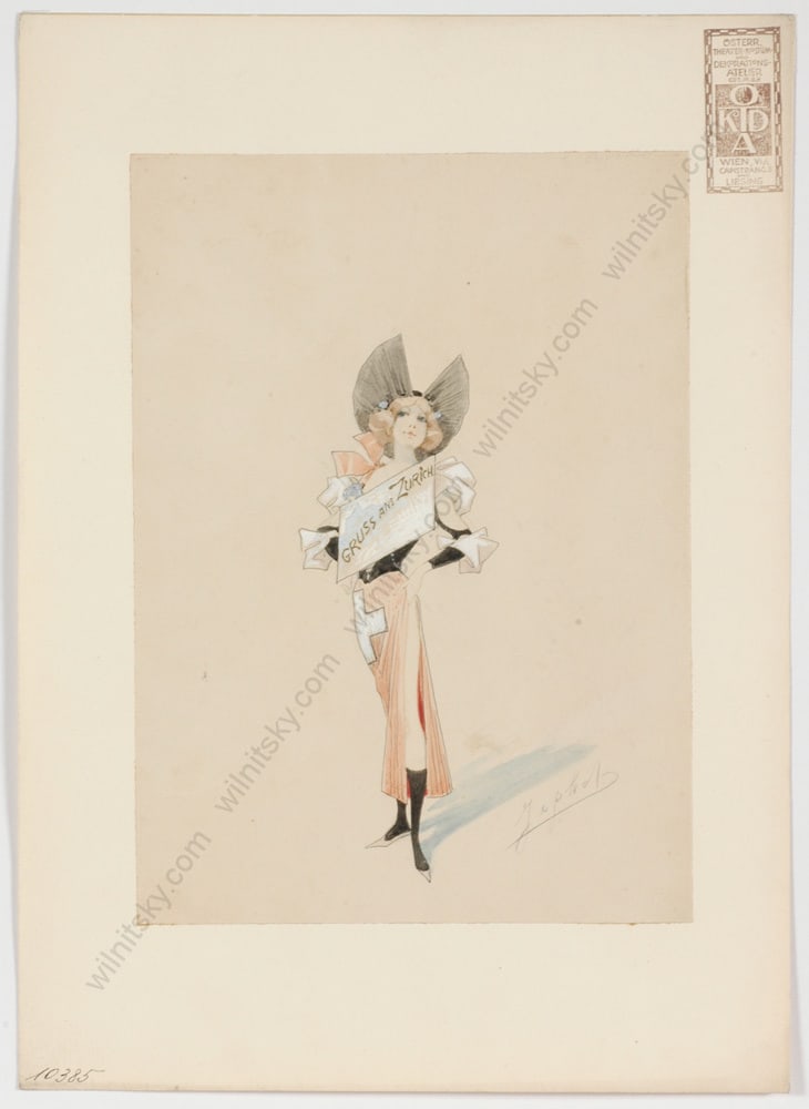 Alexandre Jean Louis Jazet (b.1814) "Stage costume design", watercolor, late 19th century: Alexandre Jean Louis Jazet (b.1814) "Stage costume design", Watercolor, Late 19th Century Alexandre Jean Louis Jazet was the eldest son and pupil of Jean Marie Pierre Jazet. He too became a well-known