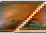 Grigori Ivanovich Kapustin (1765-1925) "Sunset at Crimean coast", large oil on canvas, 1900/20