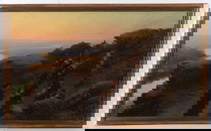 Sergei Ivanovich Svetoslavsky (1857-1935) "Pilgrims by Svyatogorski Monastery", large oil painting