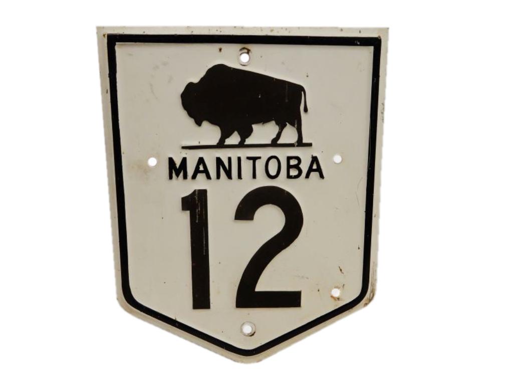 MANITOBA 12 HIGHWAY S/S PAINTED METAL SIGN (1 of 1)