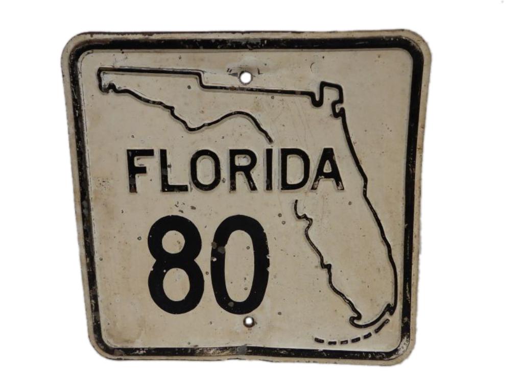 FLORIDA 80 HIGHWAY S/S PAINTED METAL SIGN (1 of 1)