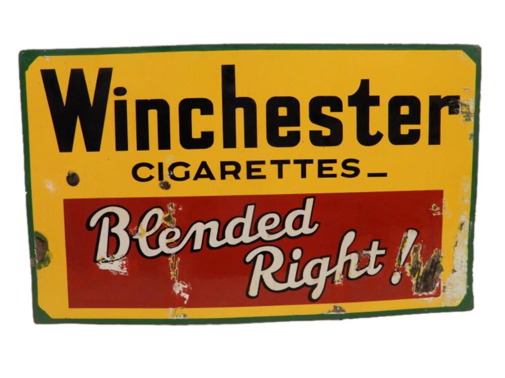 WINCHESTER CIGARETTES "BLENDED RIGHT!" SSP SIGN (1 of 2)