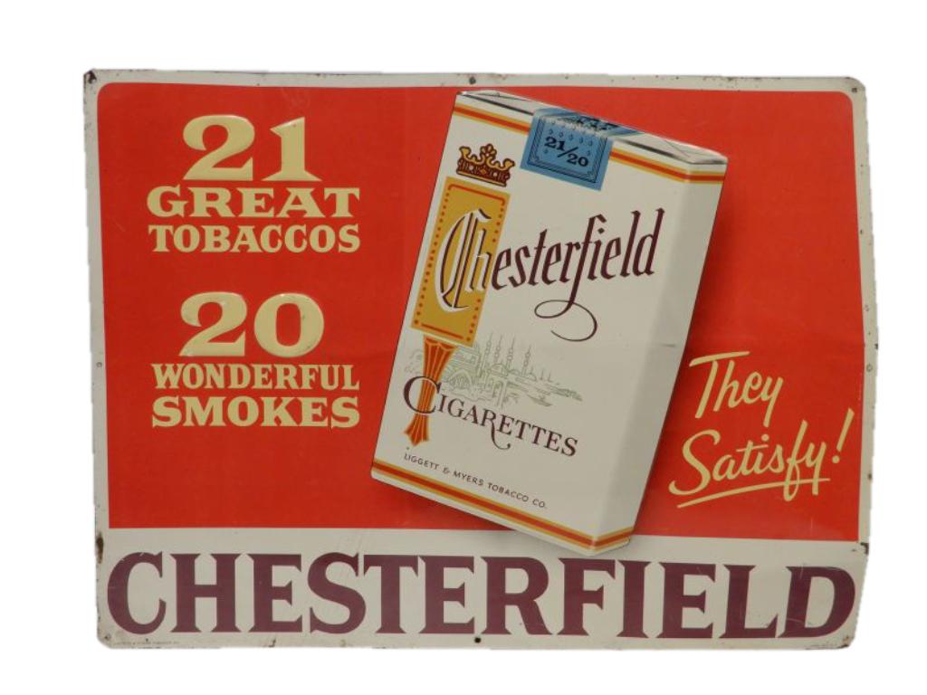 CHESTERFIELD CIGARETTES EMBOSSED SST SIGN (1 of 3)