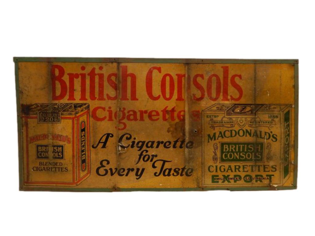 BRITISH CONSOLS CIGARETTES S/S CARDBOARD SIGN (1 of 4)