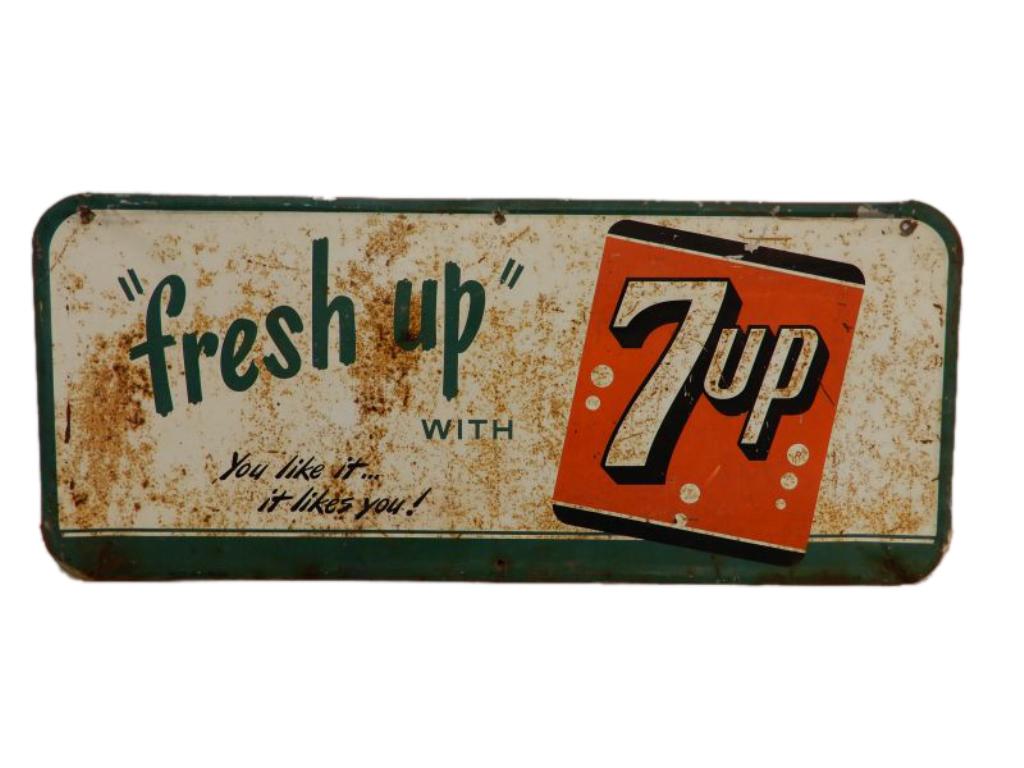 1953 FRESH UP WITH 7UP SST EMBOSSED SIGN (1 of 5)