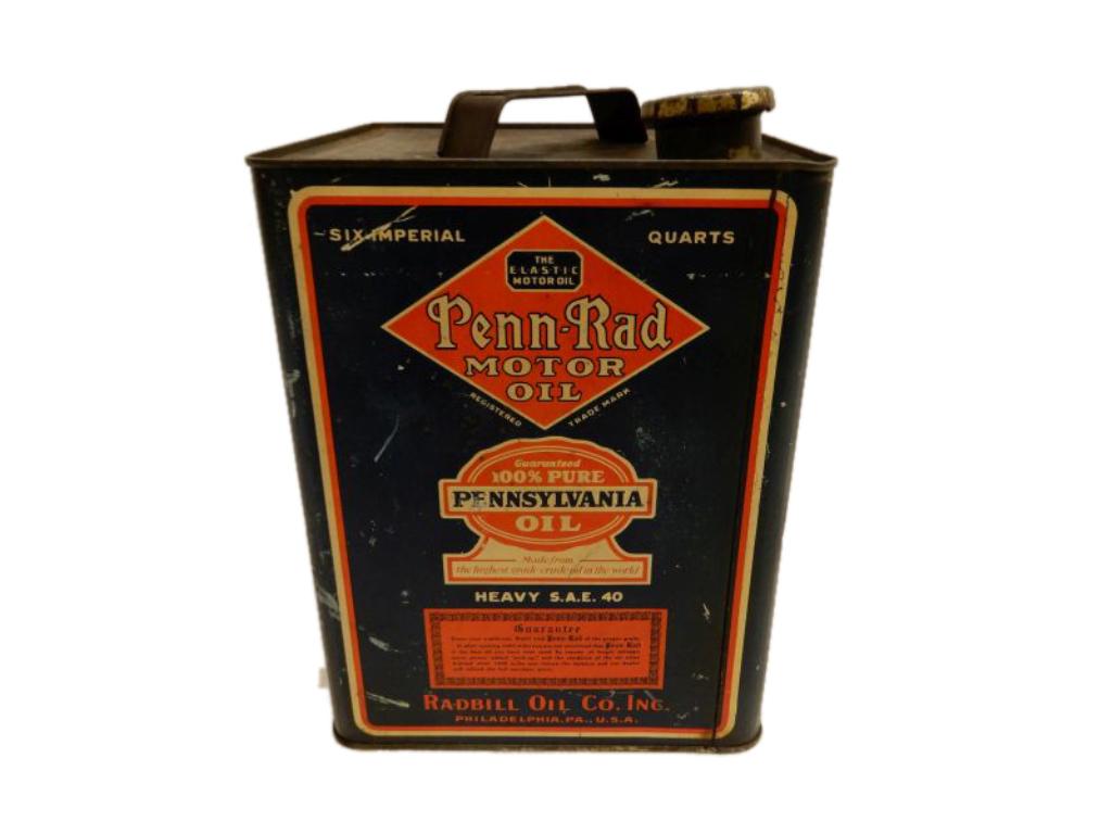 PENN-RAD MOTOR OIL SIX IMPERIAL QUARTS CAN (1 of 7)
