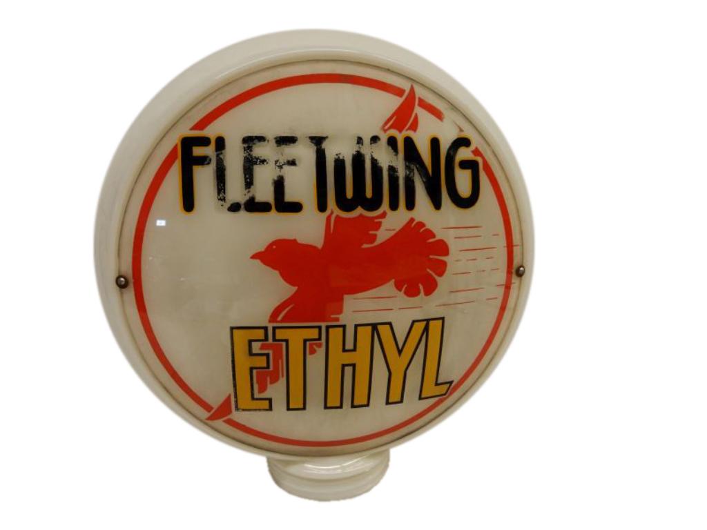 FLEETWING ETHYL MILK GLASS GAS PUMP GLOBE (1 of 3)