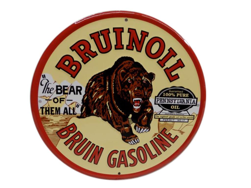 BRUNOIL BRUIN GASOLINE EMBOSSED SST PUMP PLATE (1 of 2)