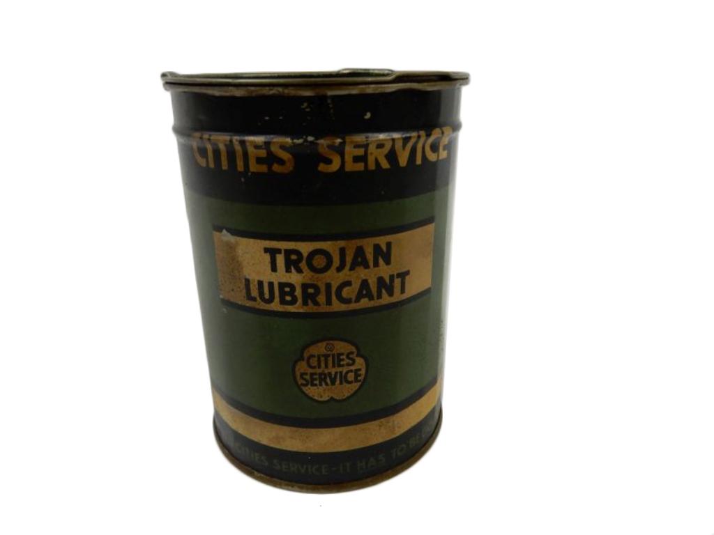 CITIES SERVICE TROJAN LUBRICANT ONE POUND CAN (1 of 8)