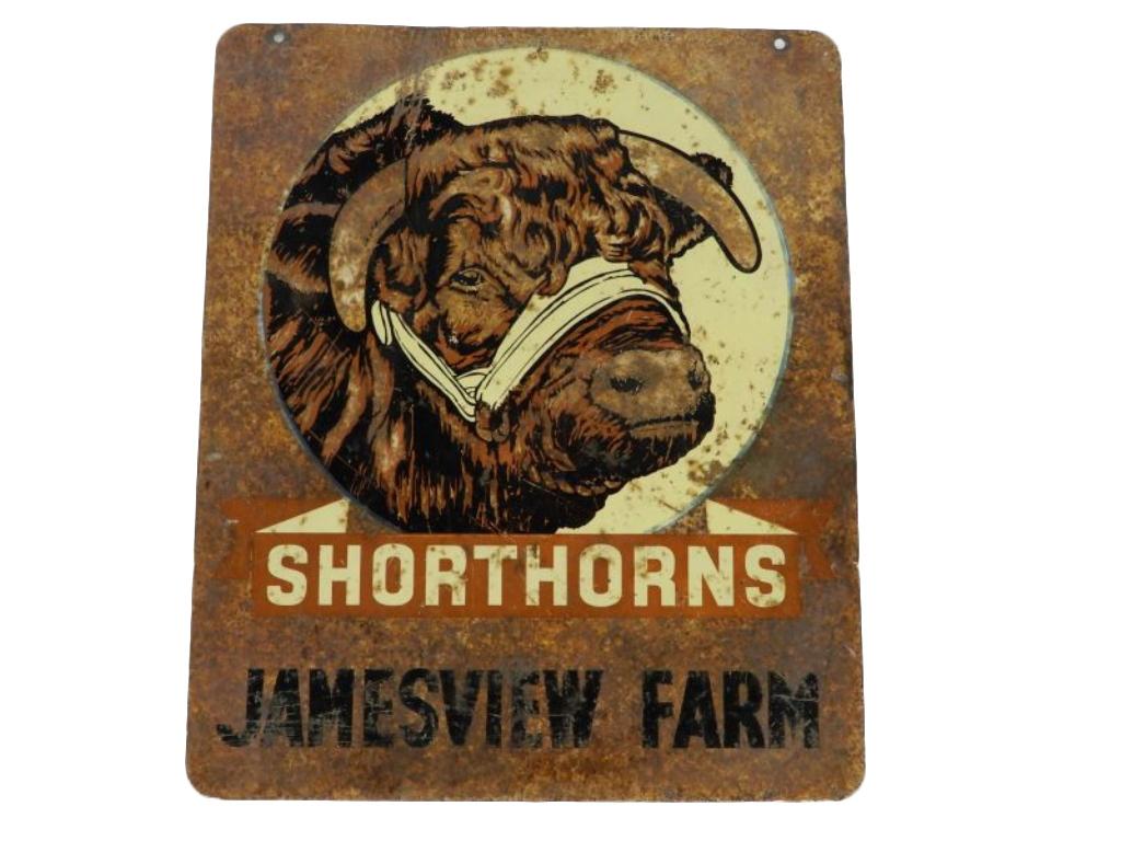 SHORTHORNS JAMESVIEW FARM D/S PAINTED METAL SIGN (1 of 4)