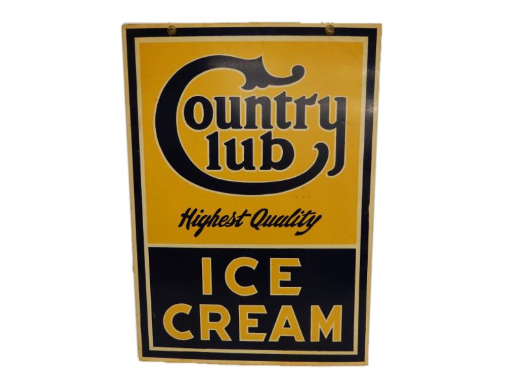 COUNTRY CLUB ICE CREAM D/S PAINTED METAL SIGN NO MAKER (1 of 2)