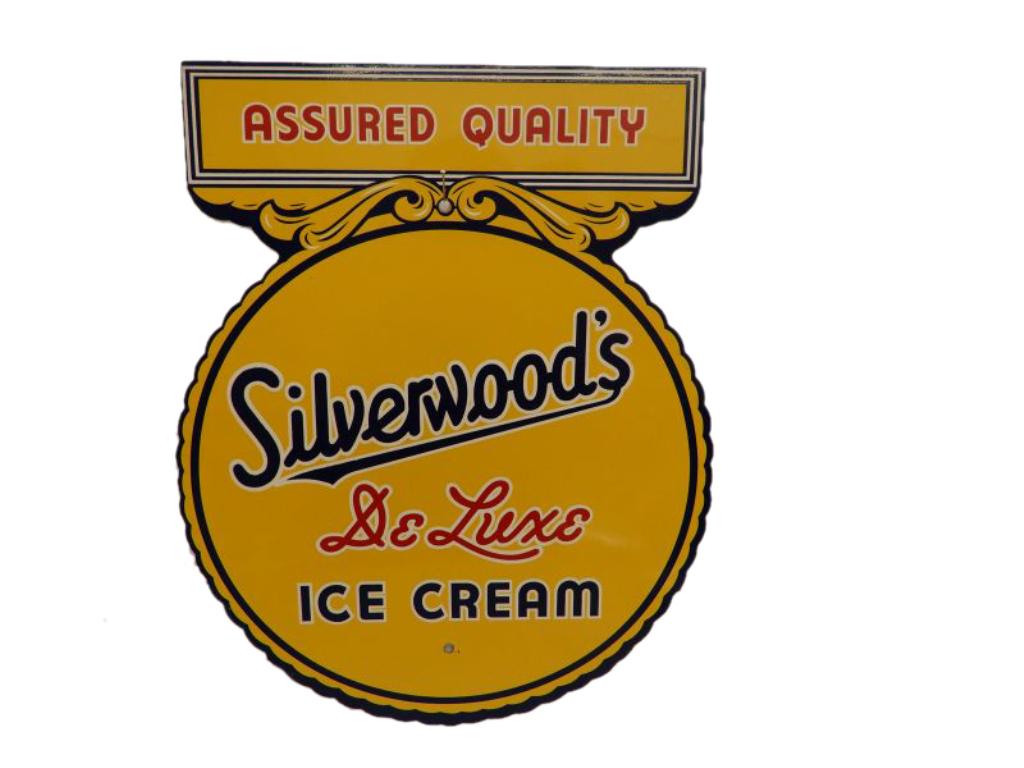 SILVERWOOD DELUXE ICE CREAM S/S PAINTED METAL SIGN NO (1 of 2)