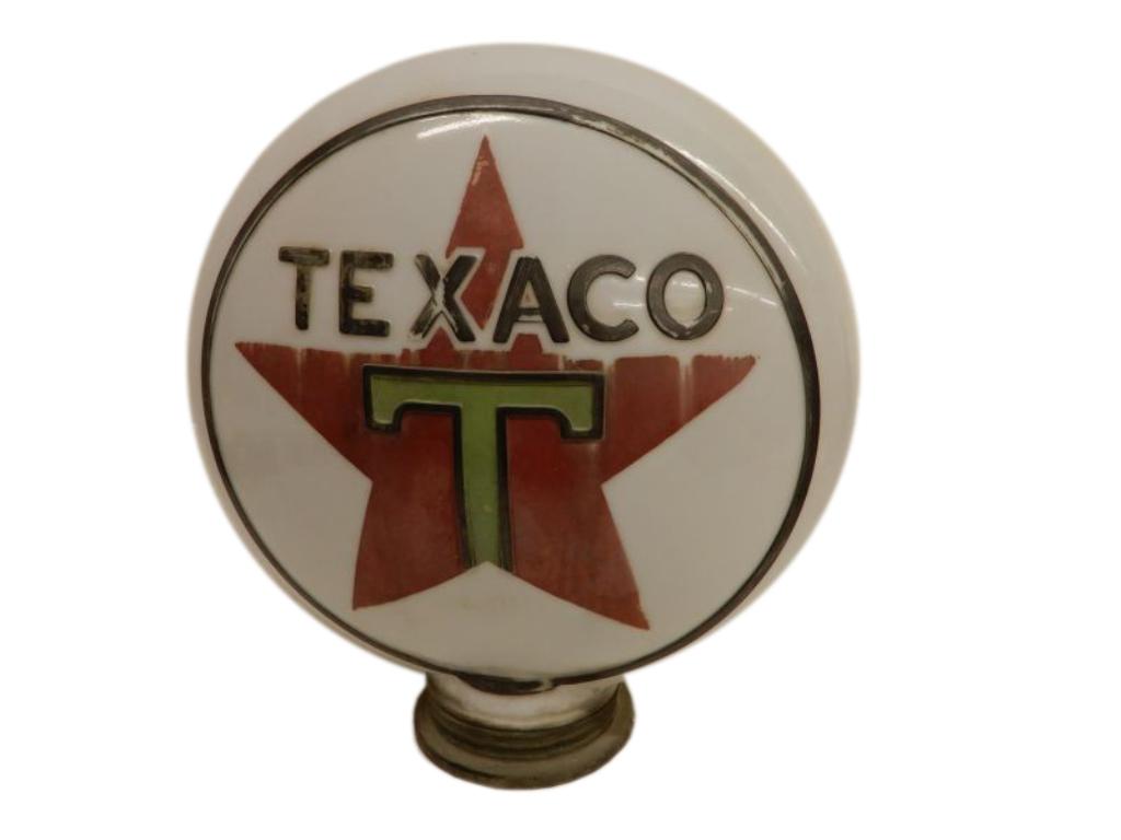 TEXACO EMBOSSED MILK GLASS GAS PUMP GLOBE U.S. PAT. (1 of 5)