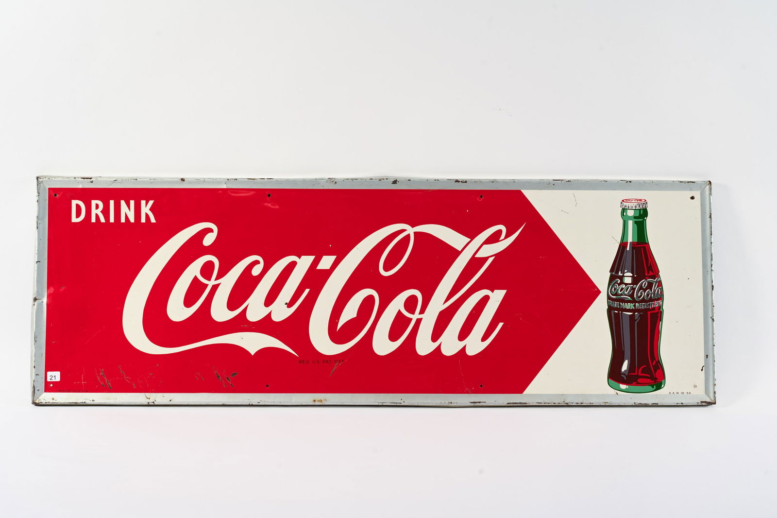 1954 DRINK COCA-COLA TIN HORIZONTIAL SIGN (1 of 7)