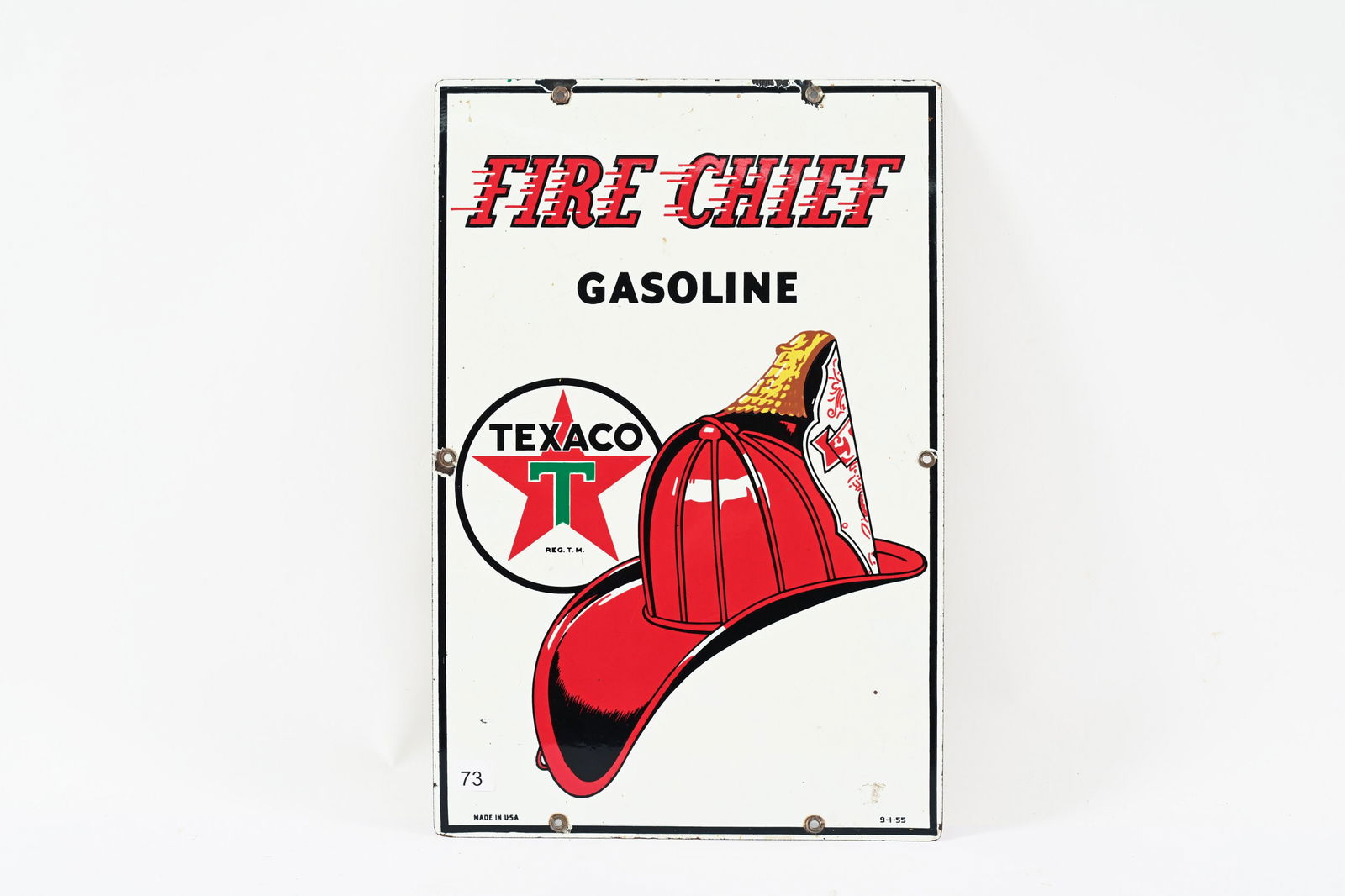 TEXACO FIRE CHIEF GASOLINE PORCELAIN PUMP PLATE SIGN (1 of 7)