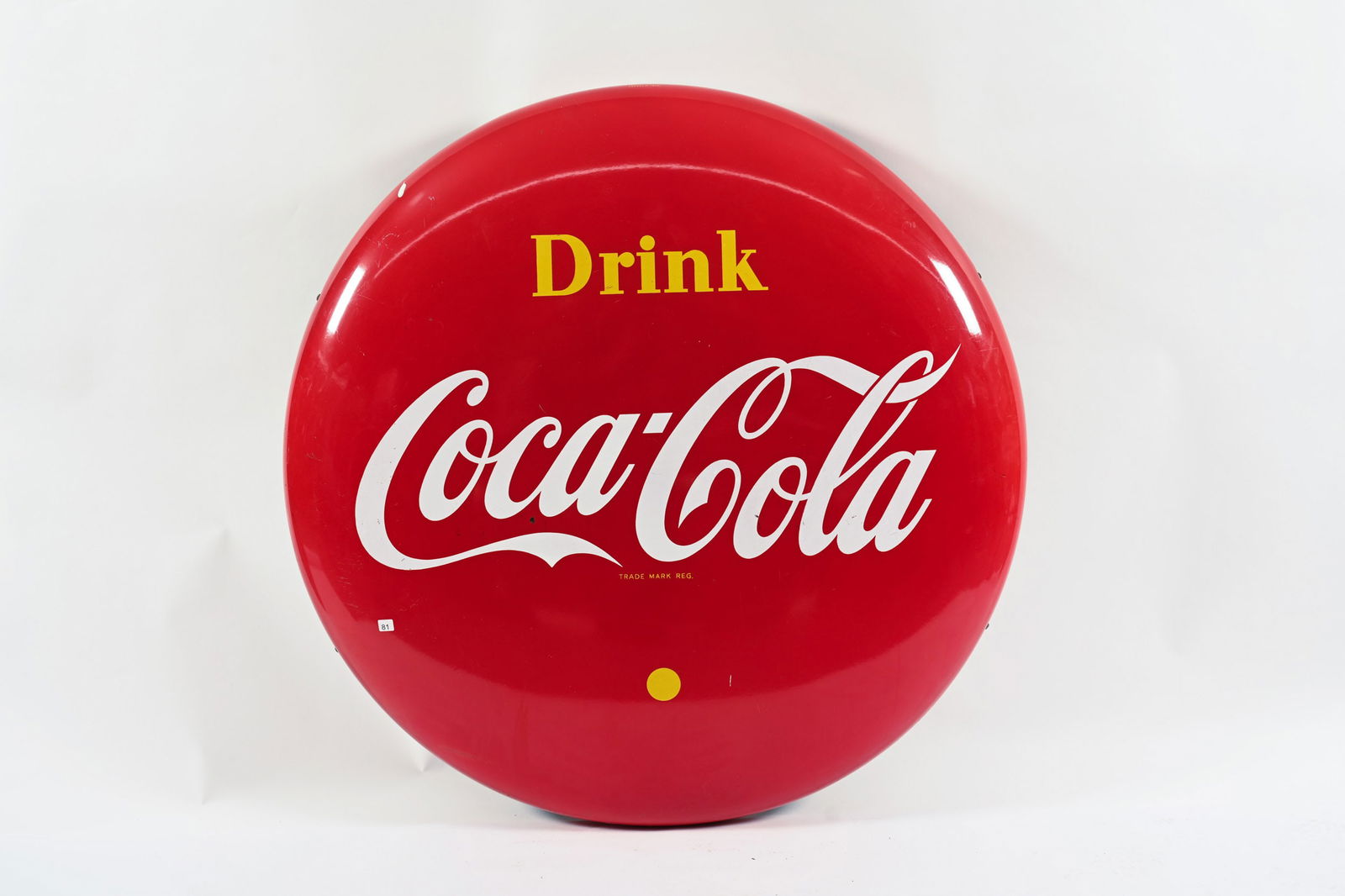1963 DRINK COCA-COLA PORCELAIN 48" BUTTON SIGN (1 of 8)
