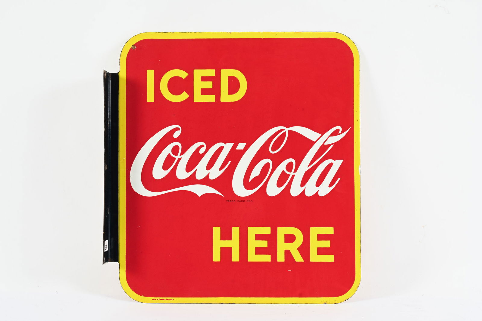 1948 ICED COCA-COLA HERE D/S PORCELAIN FLANGE SIGN (1 of 10)