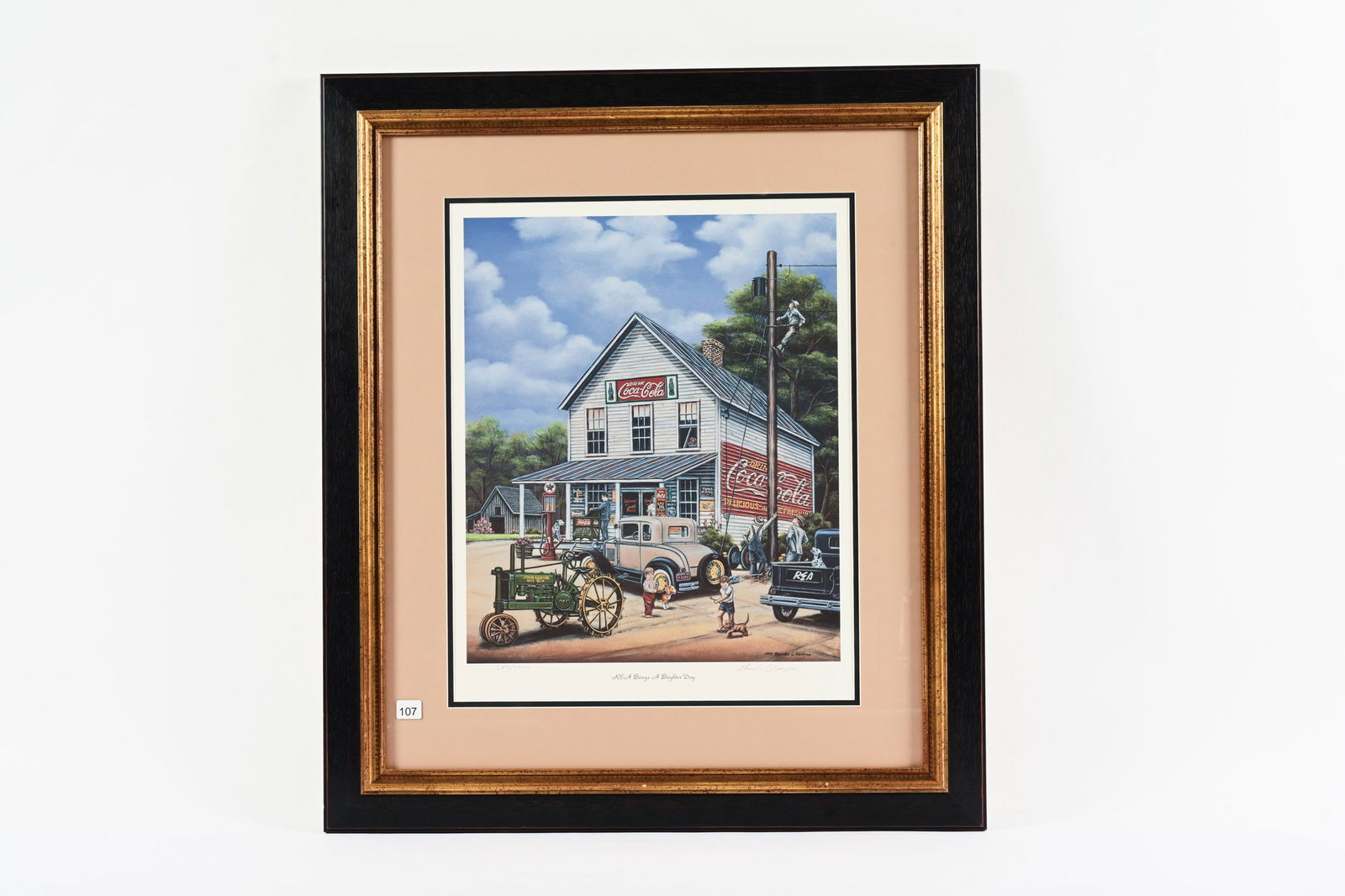 SIGNED PAULA RENFROE "A BRIGHTER DAY" PRINT: FRAMED NUMBERED AND SIGNED PAULA RENFROE "REA BRINGS A BRIGHTER DAY" PRINT 347/1500 26"X30"