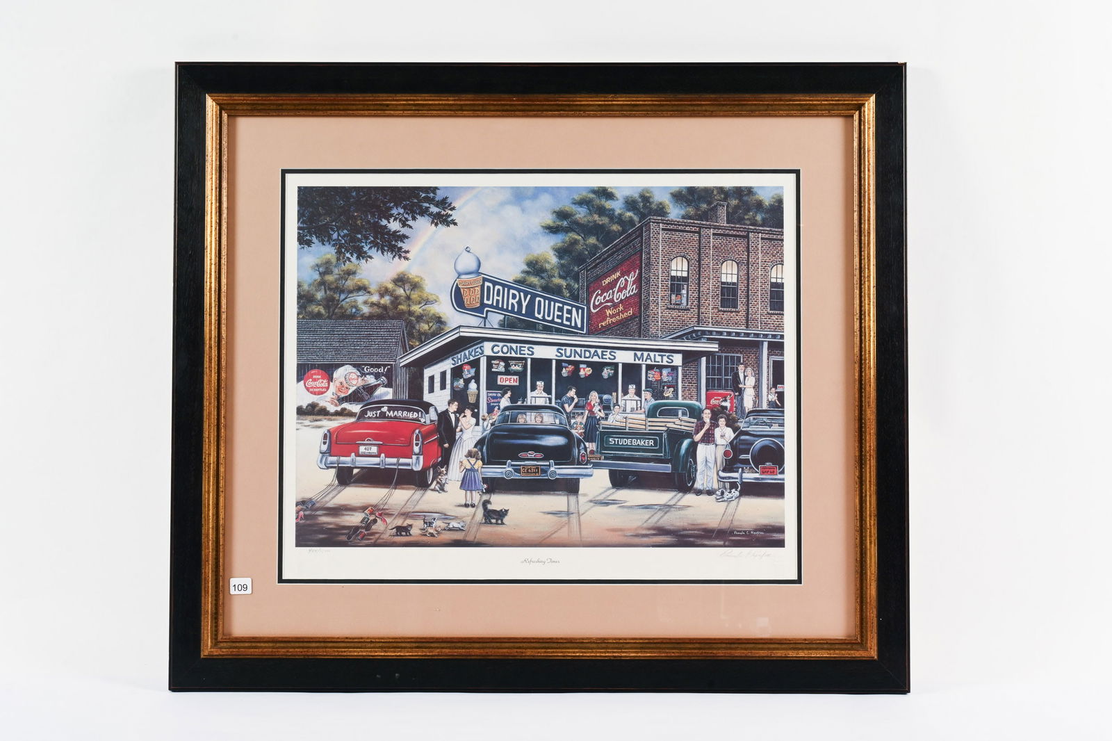 SIGNED PAULA RENFROE "REFRESHING TIMES" PRINT: FRAMED NUMBERED AND SIGNED PAULA RENFROE "REFRESHING TIMES" PRINT 484/1500 WITH COA 35"X30"