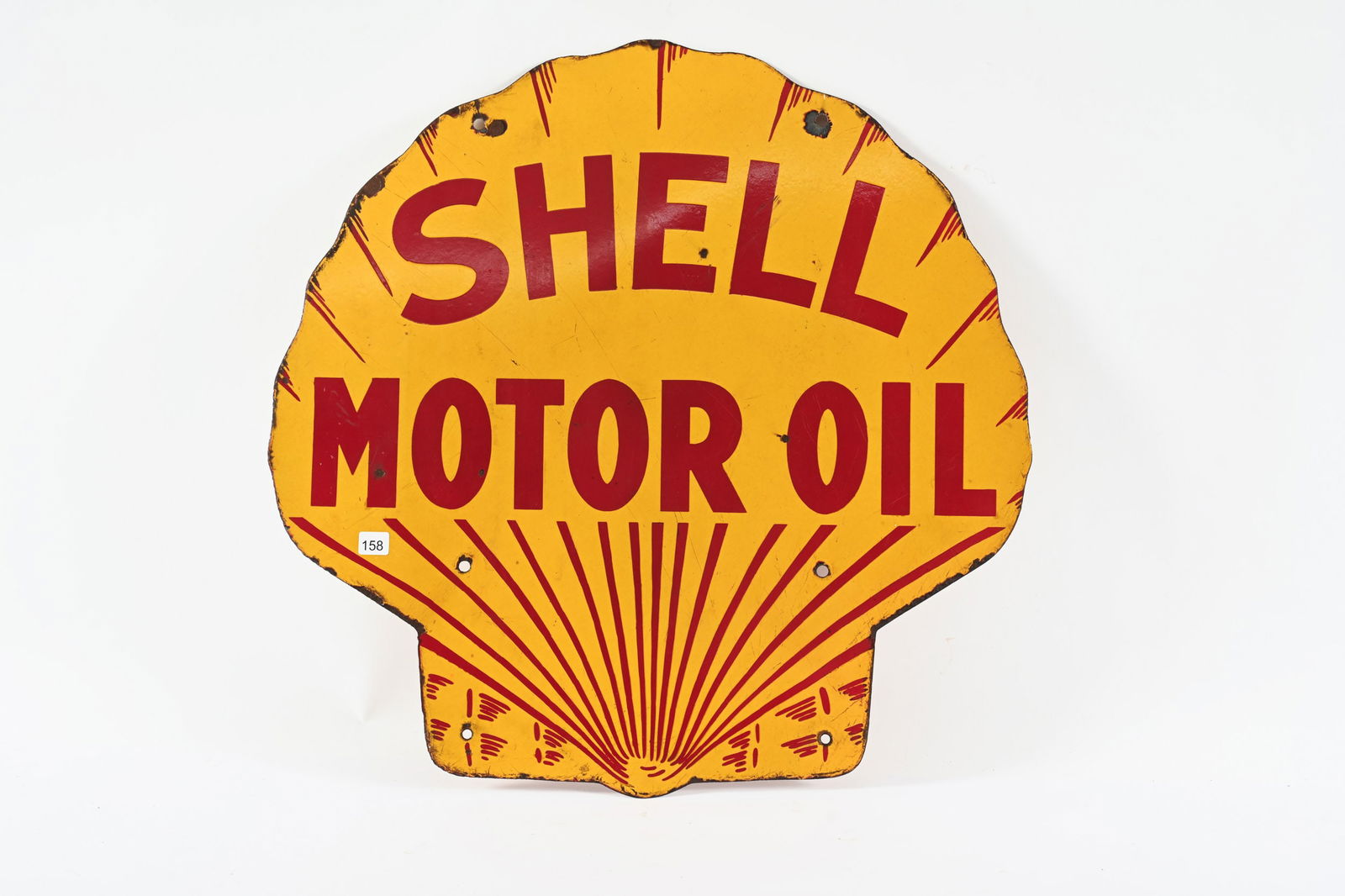 1930'S SHELL MOTOR OIL D/S PORCELAIN CURB SIGN (1 of 10)
