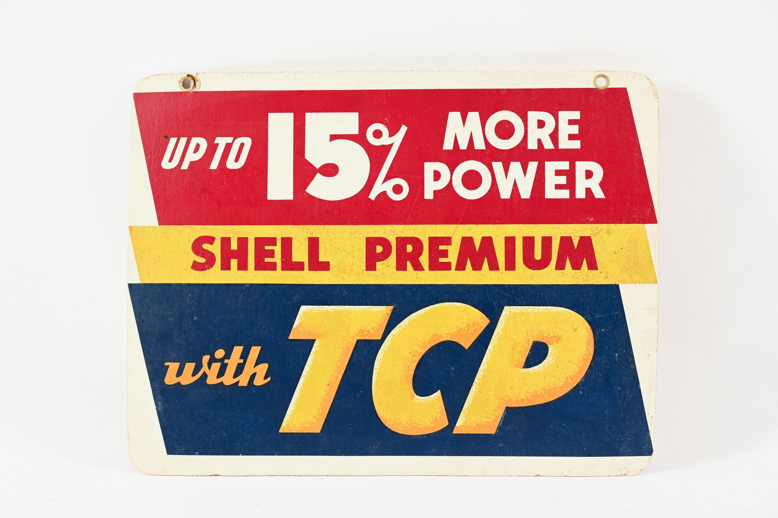 SHELL PREMIUM WITH TCP CARDBOARD RACK SIGN: SHELL PREMIUM WITH TCP CARDBOARD RACK SIGN NOT MARKED GOOD CONDITION WITH SLIGHT WEAR 14"X11"