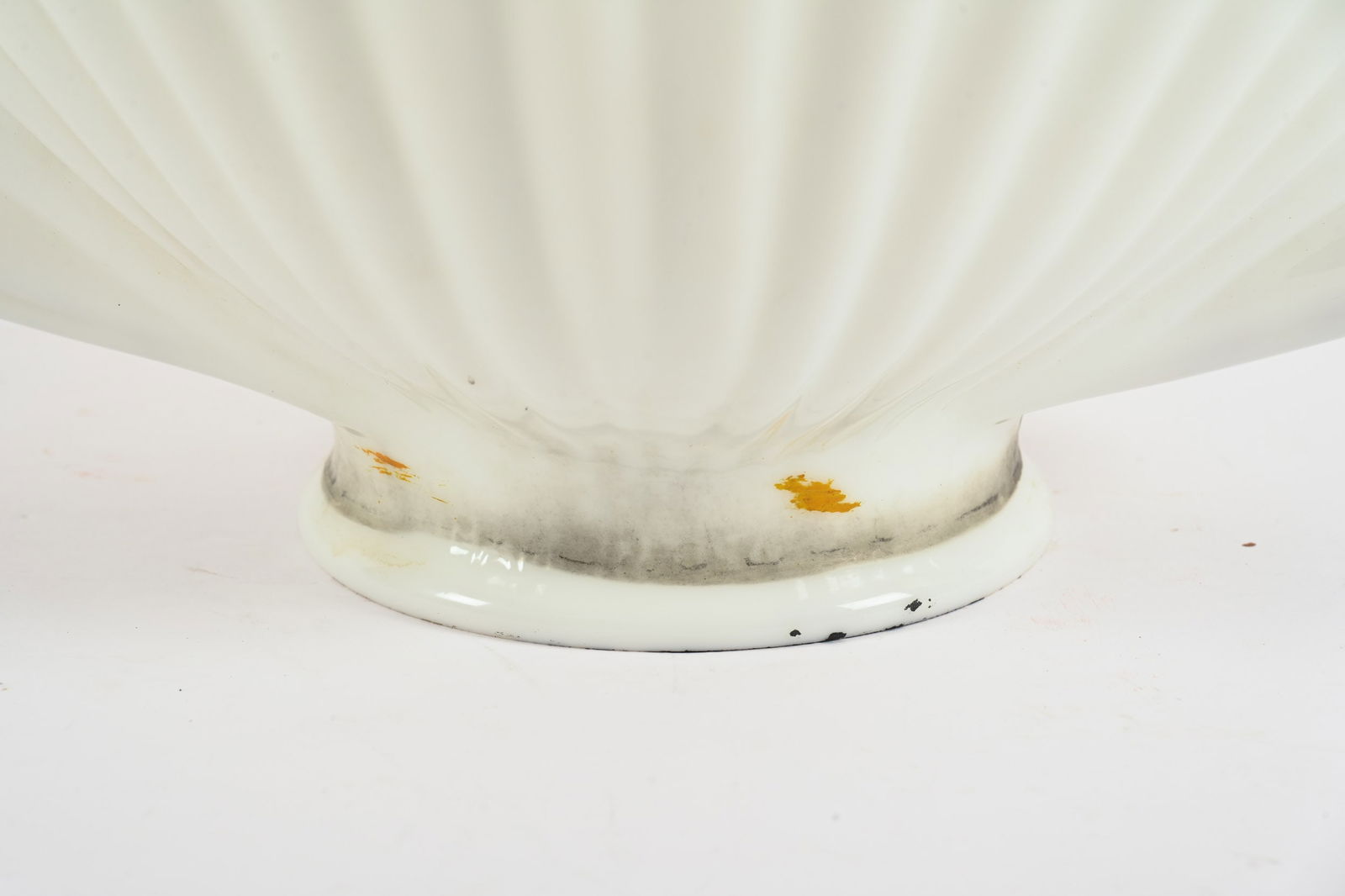 SHELL 2 PC MILK GLASS "CLAM SHELL" GAS PUMP GLOBE - 2