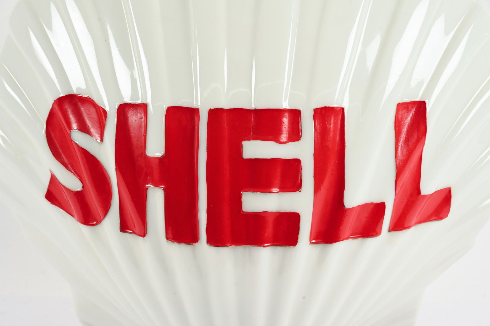 SHELL 2 PC MILK GLASS "CLAM SHELL" GAS PUMP GLOBE - 3