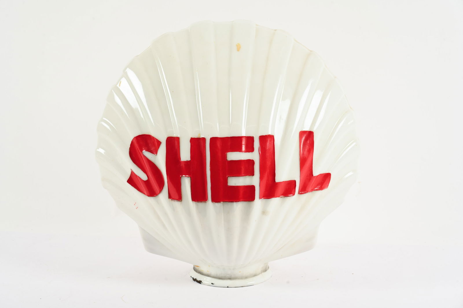 SHELL 2 PC MILK GLASS "CLAM SHELL" GAS PUMP GLOBE - 5