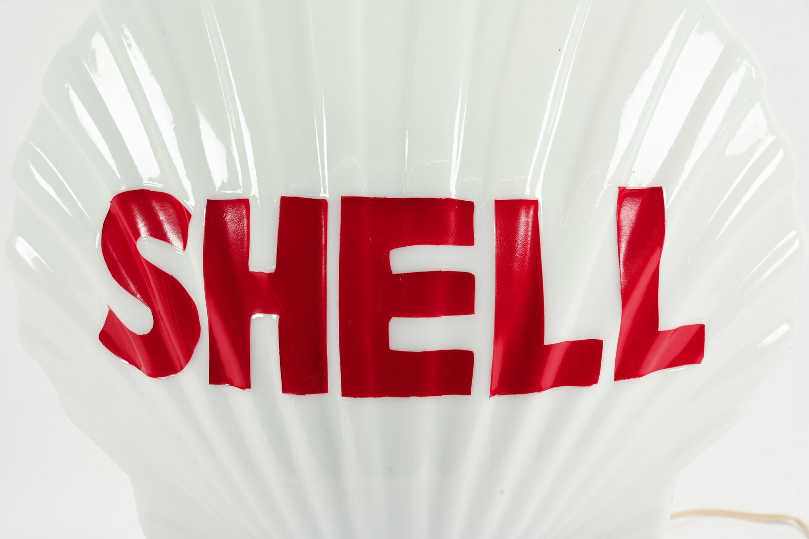 REPRO SHELL MILK GLASS GLOBE W/ LIGHTED BASE - 2