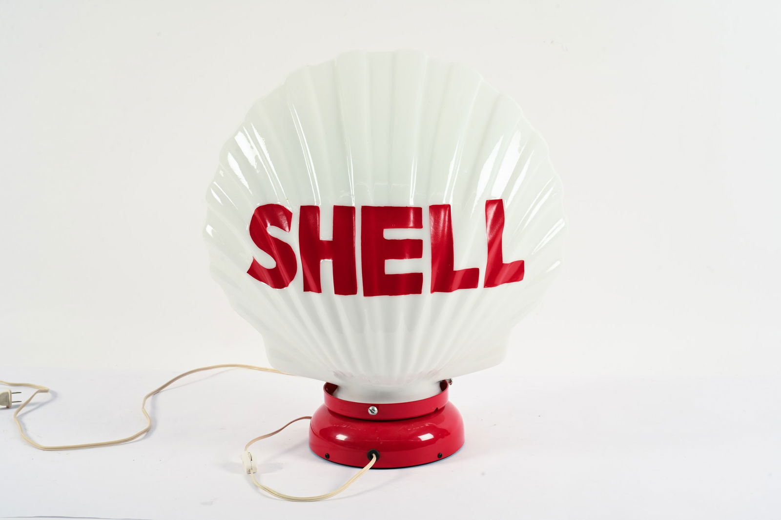 REPRO SHELL MILK GLASS GLOBE W/ LIGHTED BASE - 5