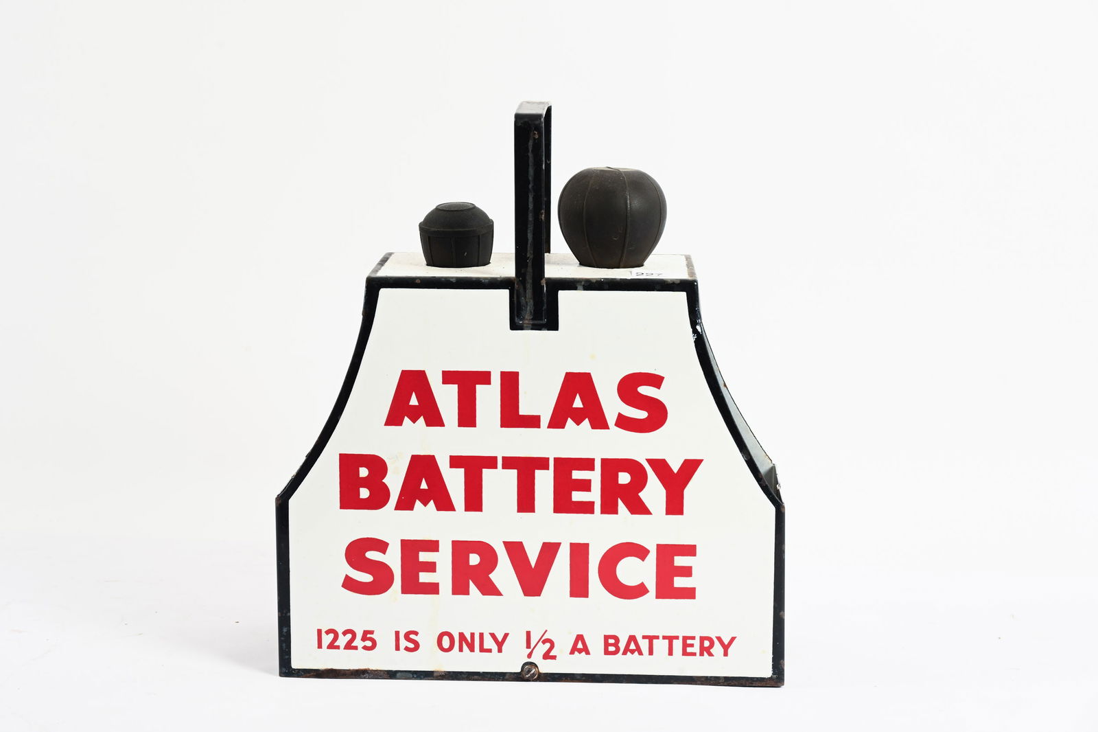 ATLAS BATTERY SERVICE PORCELAIN TOOL BOX: ATLAS BATTERY SERVICE PORCELAIN TOOL BOX TOP HAS BEEN REPAINTED NO TOUCH UPS TO FIELDS