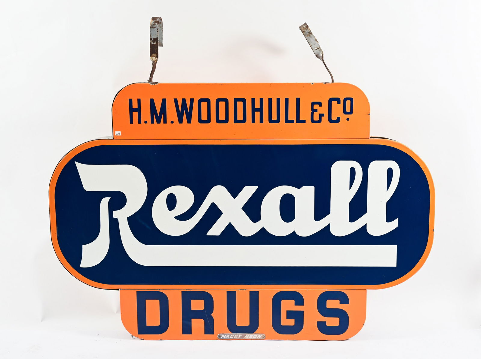 REXALL DRUGS H.M. WOODHULL D/S PORC DEALER SIGN (1 of 16)